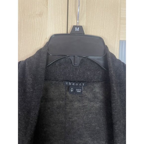 Theory Sweater Women's Sz S Gray Alpaca Merino Wool Cardigan Long Casual Travel - Picture 2 of 4